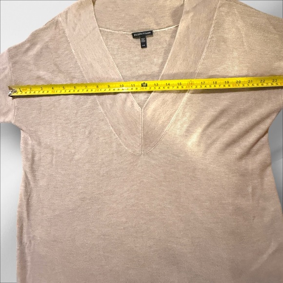 Eileen Fisher Women's Tan Deep V-Neck Knit Sweater Size Lg - Picture 6 of 12